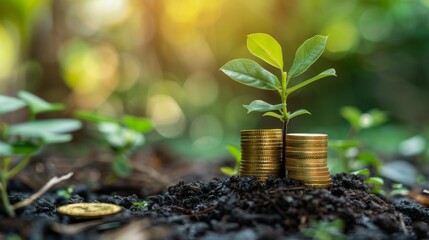 Plant growth money investment finance future sustainable business success return