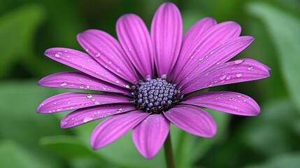 Fototapeta premium Purple Osteospermum Flower Dew Drops Closeup