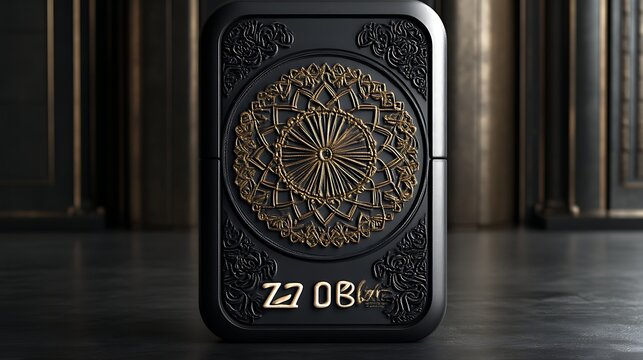 Elegant Black And Gold Ornate Rectangular Object