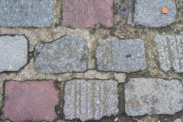 Varied textures of cobblestone path showcasing unique colors and patterns