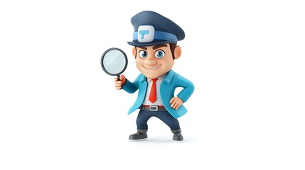 cartoon detective holding magnifying glass
