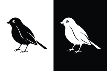 High-Quality Robin Bird Silhouette Vector for Creative Projects.