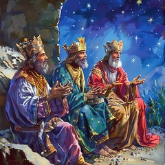 Fototapeta premium The Three Wise Men Three Kings Christmas Nativity Story Elements