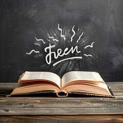 TRENDS inscription coming out from an open book, business concept