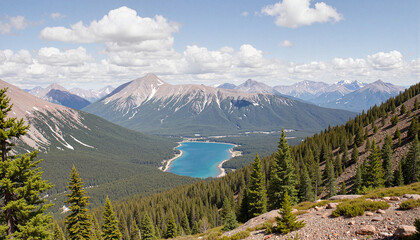 Breathtaking view of turquoise lake surrounded by mountains, nature's beauty