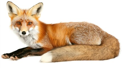 Fototapeta premium Beautiful Red Fox Laying Down in Relaxed Position with Soft Fur
