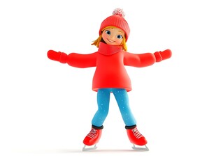 cartoon girl ice skating