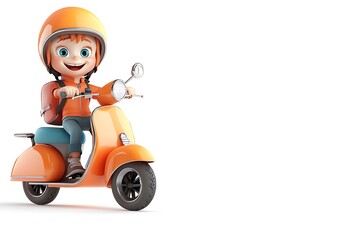 cartoon boy riding scooter