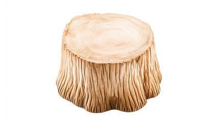 Natural Wood Stump with Smooth Top and Textured Base for Decor