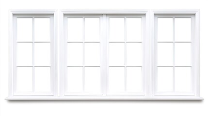 White Wooden Windows with Multiple Panes and Clear Glass Design