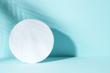 Art abstract background with podium and palm shadows. Empty space for design.