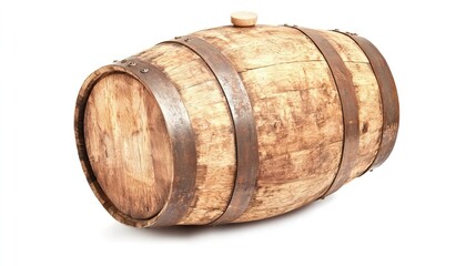 Rustic Wooden Barrel with Metal Bands for Storage and Decor