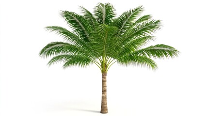 Obraz premium Lush Green Palm Tree with Vibrant Leaves Against Plain Background