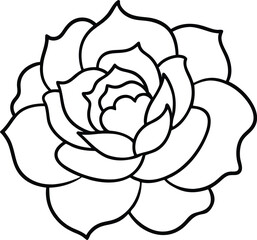 Peony flower bold line art vector illustration