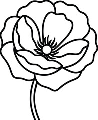 Poppy flower bold line art illustration