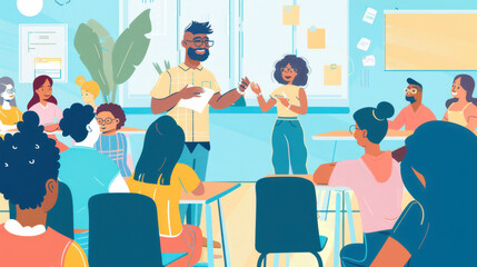 group of students in classroom