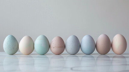Pastel Easter Eggs on Marble Surface
