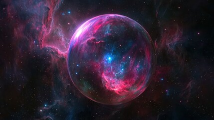 Fototapeta premium Cosmic Orb Enveloped By Nebulae In Deep Space