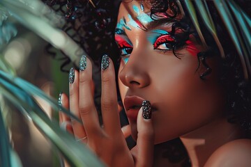 A captivating image of a model with perfectly manicured nails, showcasing the latest nail trends and colors.