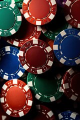 A Colorful Pile Of Casino Poker Chips