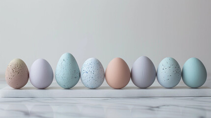 Pastel Easter Eggs on Marble Surface
