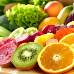 Vibrant Colorful Fruits and Vegetables Assortment