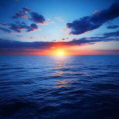 Stunning Ocean Sunset Landscape Vibrant Colors Dramatic Sky Seascape