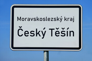 Ortsschild Moravskoslezský kraj Český Těšín