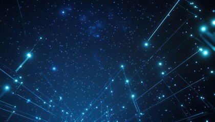 Fototapeta premium Digital Cosmos: A futuristic digital landscape with luminous nodes connected by glowing lines, representing the interconnectedness of data and information in a sleek, minimalist design.