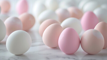 Pastel Easter Eggs on Marble Surface
