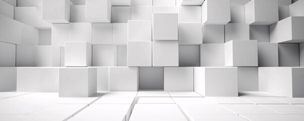 Modern background with abstract white cubes wall, perfect for showcasing products