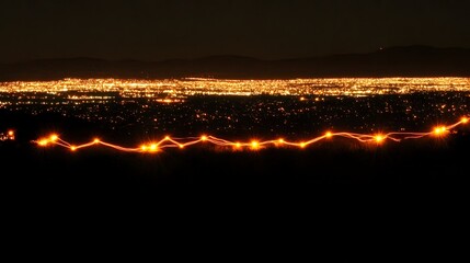 Fototapeta premium Night City Lightscape with Glowing Trail