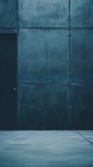 Dark Teal Concrete Wall with Black Door Minimalist Background
