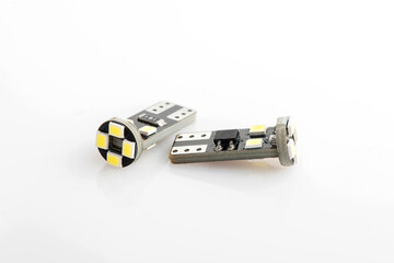 Car interior lighting lamps. LED car interior lighting lamps are located on a white background.