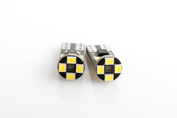 Car interior lighting lamps. LED car interior lighting lamps are located on a white background.