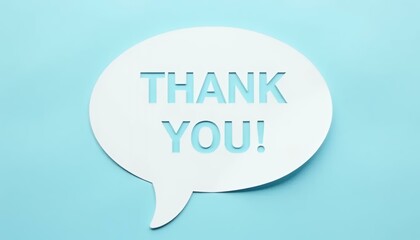 Thank You Speech Bubble, Blue Background, Gratitude, Appreciation