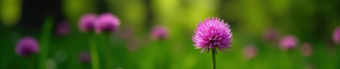 Obraz premium Wild leek flower Allium ampeloprasum in garden, green, foliage