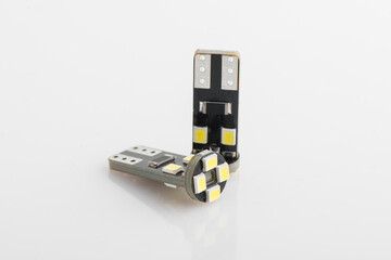 Car interior lighting lamps. LED car interior lighting lamps are located on a white background.