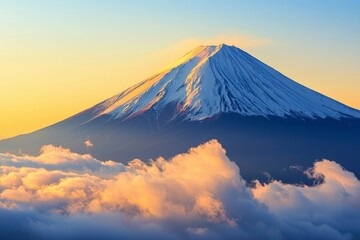Majestic Mount Fuji at Sunrise Golden Cloudscape