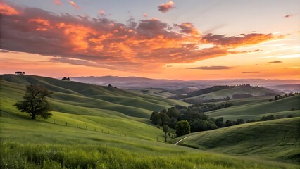 Fototapeta premium sunset in hill