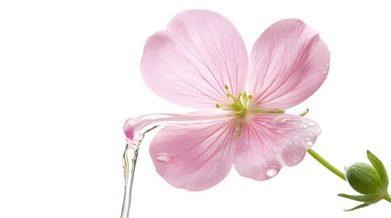 Naklejka premium A pink flower with water dripping from it