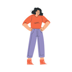 Angry Woman Character Standing and Scolding Vector Illustration