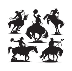 Cowboys in rodeo  silhouette vector illustration