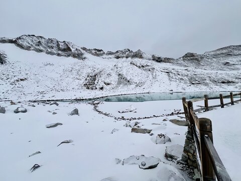 Beautiful landscape snow mountain view of Dagu Glacier National Park Snow Tour in Chengdu , China. peaceful view amidst nature at an altitude of 4860, it can be called the Switzerland of China.