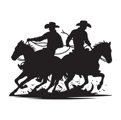 Cowboys in rodeo  silhouette vector illustration