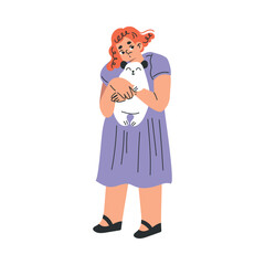 Girl Kid Stand Look Guilty and Confused Vector Illustration