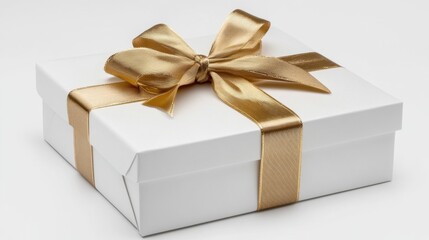 Obraz premium A Stunning White Gift Box with Golden Ribbon