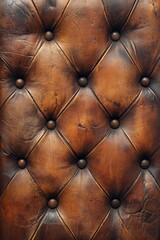 Fototapeta premium Close-Up of Vintage Brown Leather Chesterfield Sofa with Button Tufting Detail