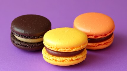 Three Vibrant Macarons in Delightful Colors
