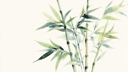 Obraz premium Serene Watercolor Painting of Bamboo Plants